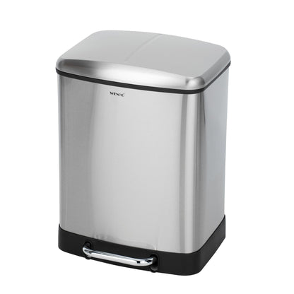 Papeleira com pedal Easy Close Studio Duo em aço inoxidável, 2 x 20 litros.