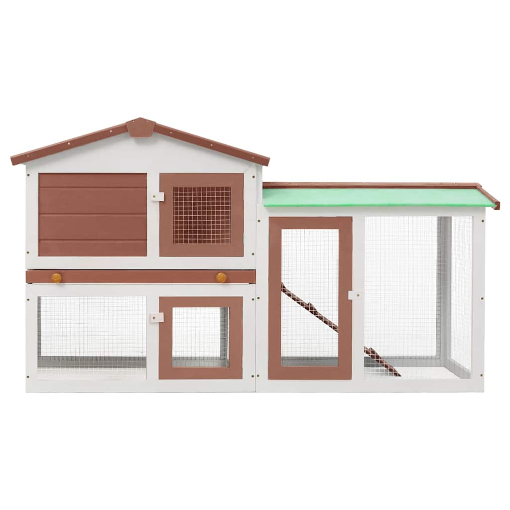 Jaula De Animales Grande Madera Marrón Y Blanco 145x45x84 Cm_2