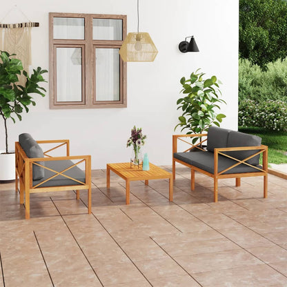 Vidaxl Set De Muebles De Jardín 3 Pzas Con Cojines Madera De Teca_1