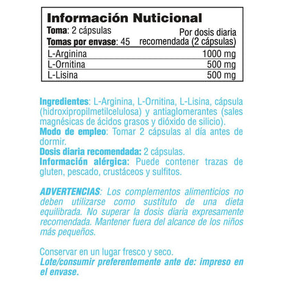 Arginina, Ornitina Y Lisina - 90 Cápsulas Vegetales - Arginina - Smart Supplements_5