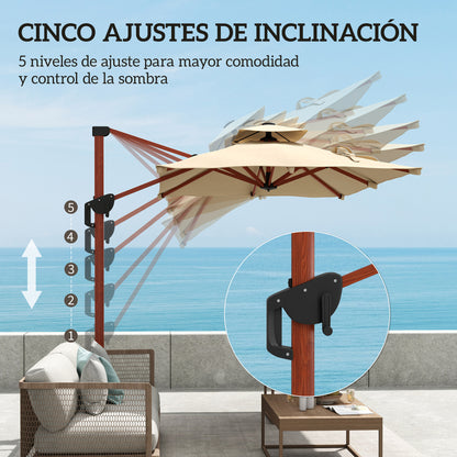 Outsunny Sombrilla De Jardín 300x198x252 Cm Con Manivela Inclinación Ajustable_5
