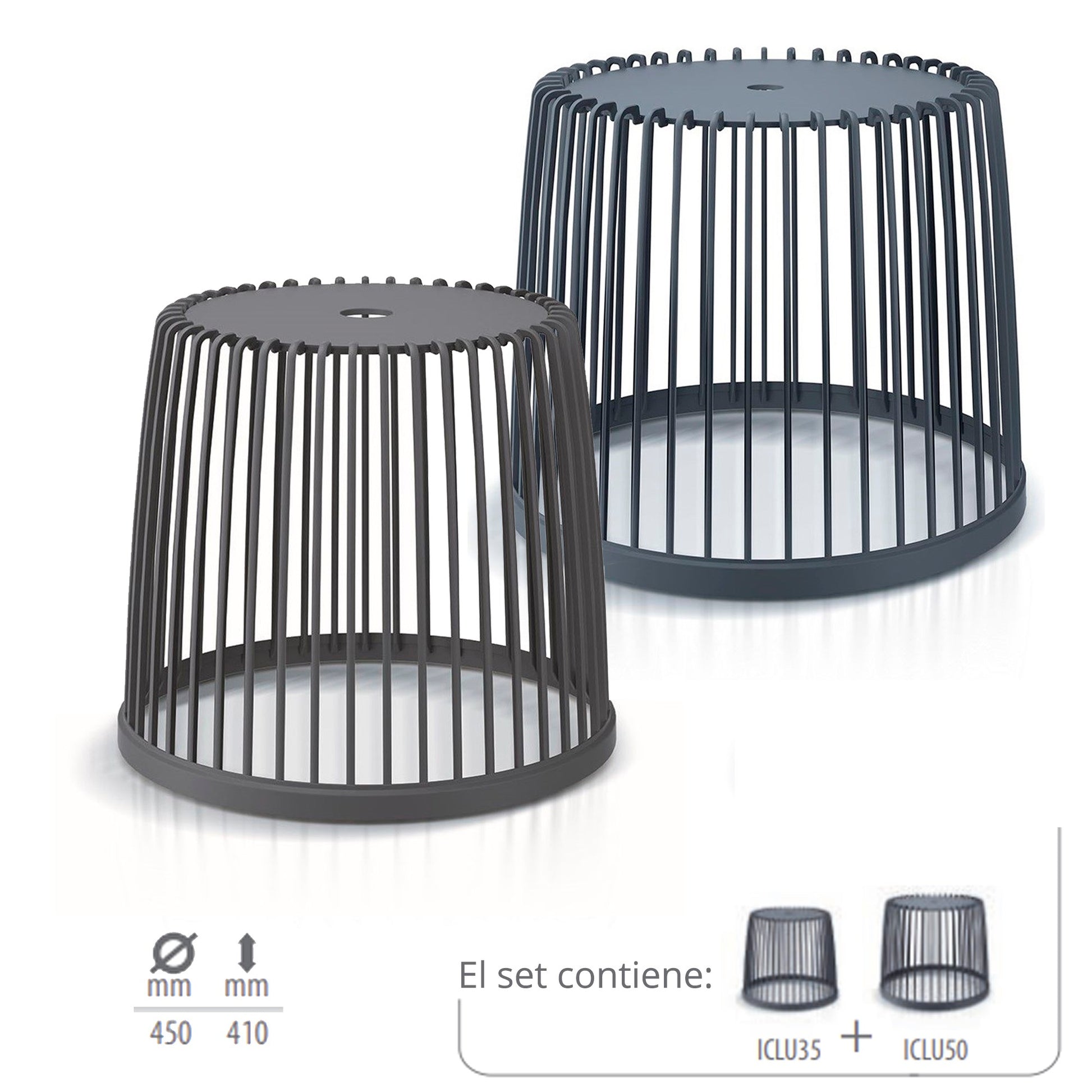 Cesta De Jardín Soporte - Mesa Auxiliar Decorativa Clubo 35+50l , Dimensiones (mm) 590x590x455, Color Antracita