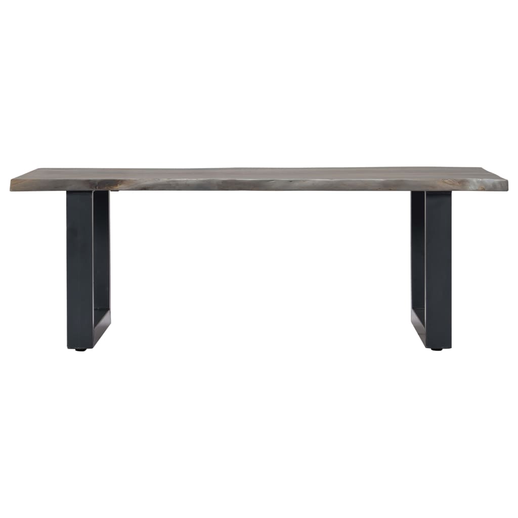 Mesa De Centro Borde Natural Acacia Maciza Gris 115x60x40 Cm_0