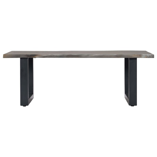 Mesa De Centro Borde Natural Acacia Maciza Gris 115x60x40 Cm_0