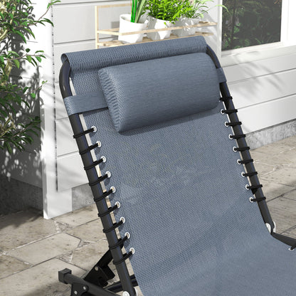Outsunny Conjunto De 2 Tumbonas Plegables Con Respaldo 197x58x30 Cm Gris_3