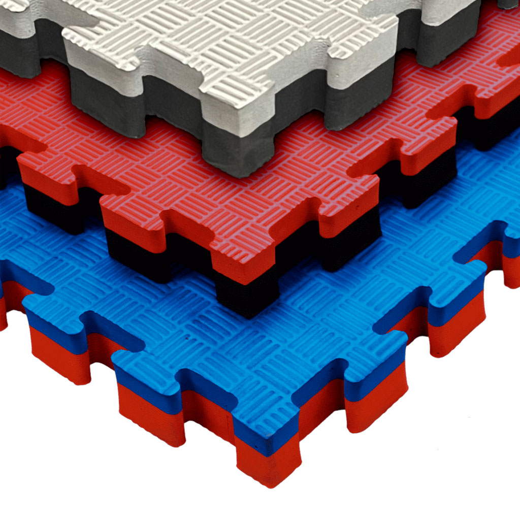 Tatami Puzzle 4cm 100x100cm – Superficie 5 Líneas Azul/rojo_2