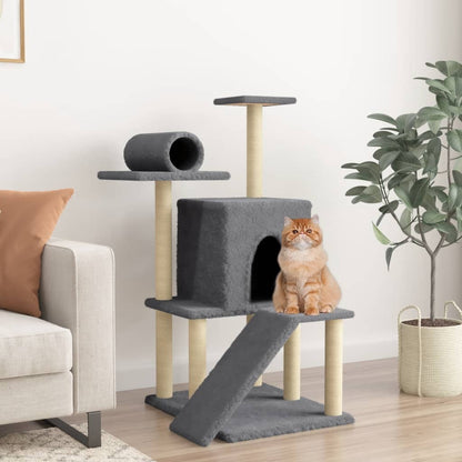 Rascador Para Gatos Con Postes De Sisal Gris Oscuro 110,5 Cm_1