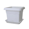 Pacote de vaso quadrado Terra com pires branco 33 x 33 x 27 cm