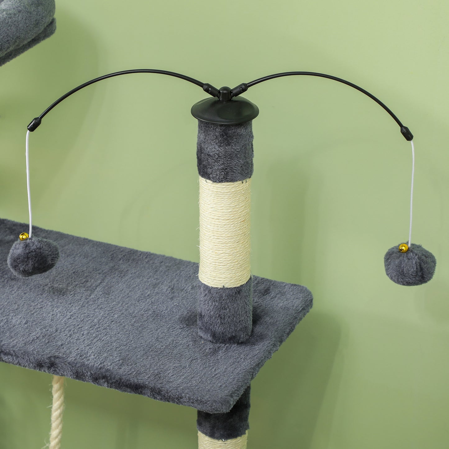 Pawhut Árbol Rascador Para Gatos 134 Cm Con Nidos Plataformas Gris Oscuro_3