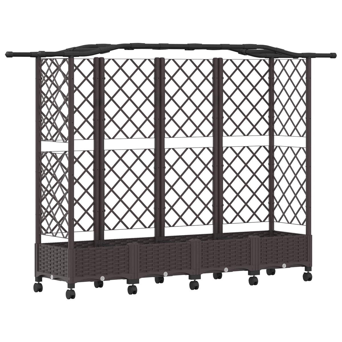 Cama Elevada Con Trellis Y Techo Marrón 203,5 X 40 X 129 Cm Pp_0