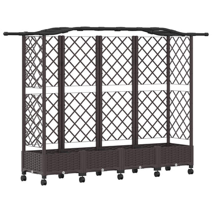 Cama Elevada Con Trellis Y Techo Marrón 203,5 X 40 X 129 Cm Pp_0