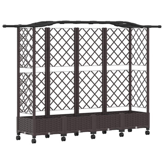 Cama Elevada Con Trellis Y Techo Marrón 203,5 X 40 X 129 Cm Pp_0