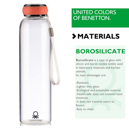 Botella De Agua 550ml Borosilicato Tapa Roja Casa Benetton_2