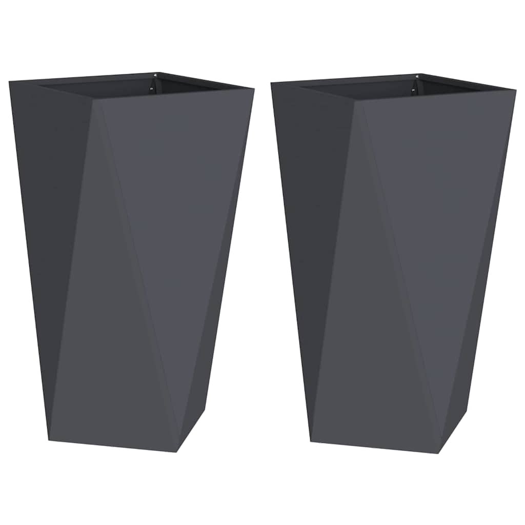 Jardinera 2 Pcs Antracita 40 X 40 X 75 Cm Acero_0
