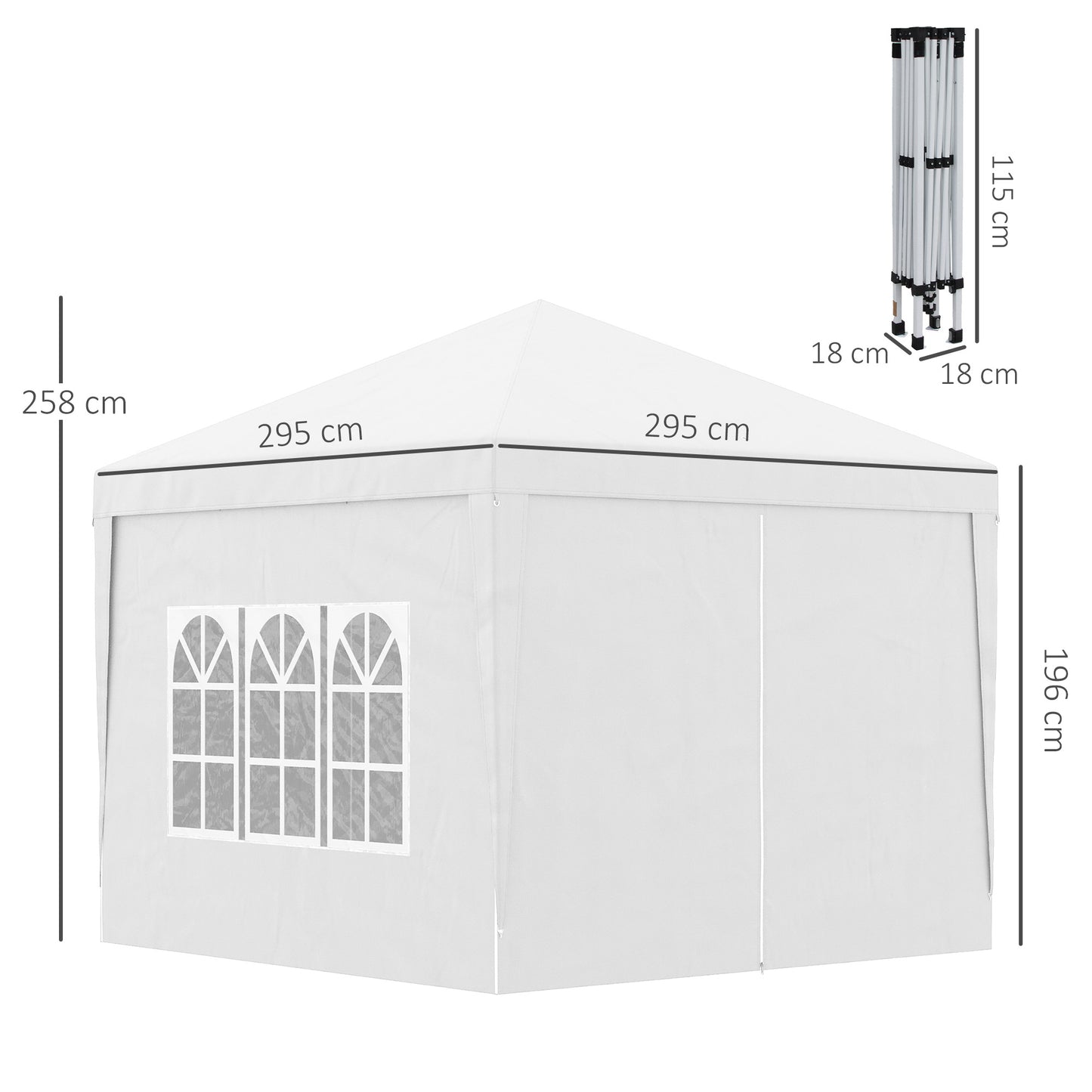 Outsunny Conjunto De 1 Carpa Plegable 3x3 M Y 2 Paredes Laterales 3x2 M Blanco_2
