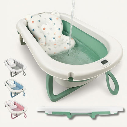 Bathby Bañera Plegable Verde Para Bebés, Cojín Reductor, Termómetro, Patas Antideslizantes (verde Pastel)