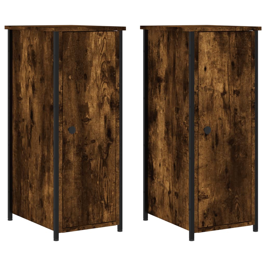 Mesitas Noche 2 Uds Madera Ingeniería Roble Ahumado 32x42x80 Cm_0