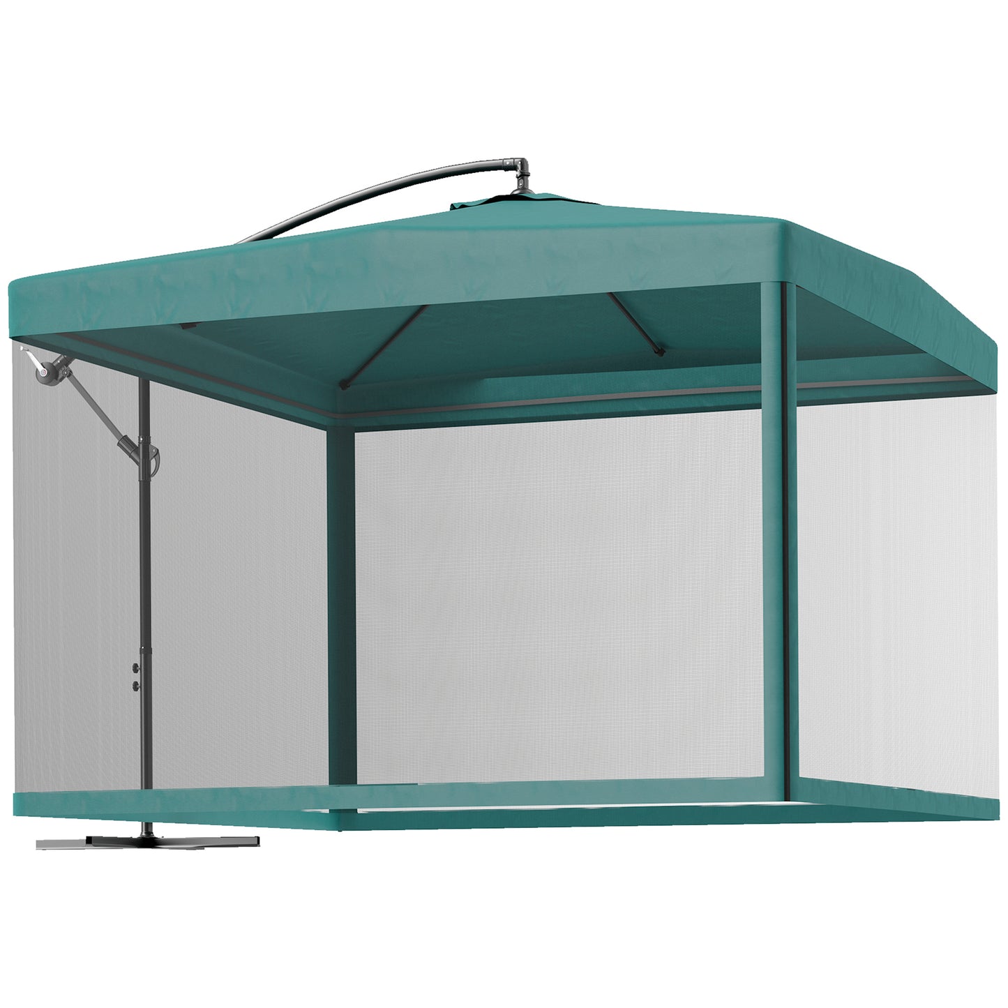 Outsunny Parasol Excéntrico Ø295 Cm Con Ángulo Ajustable Base Cruzada Verde_0