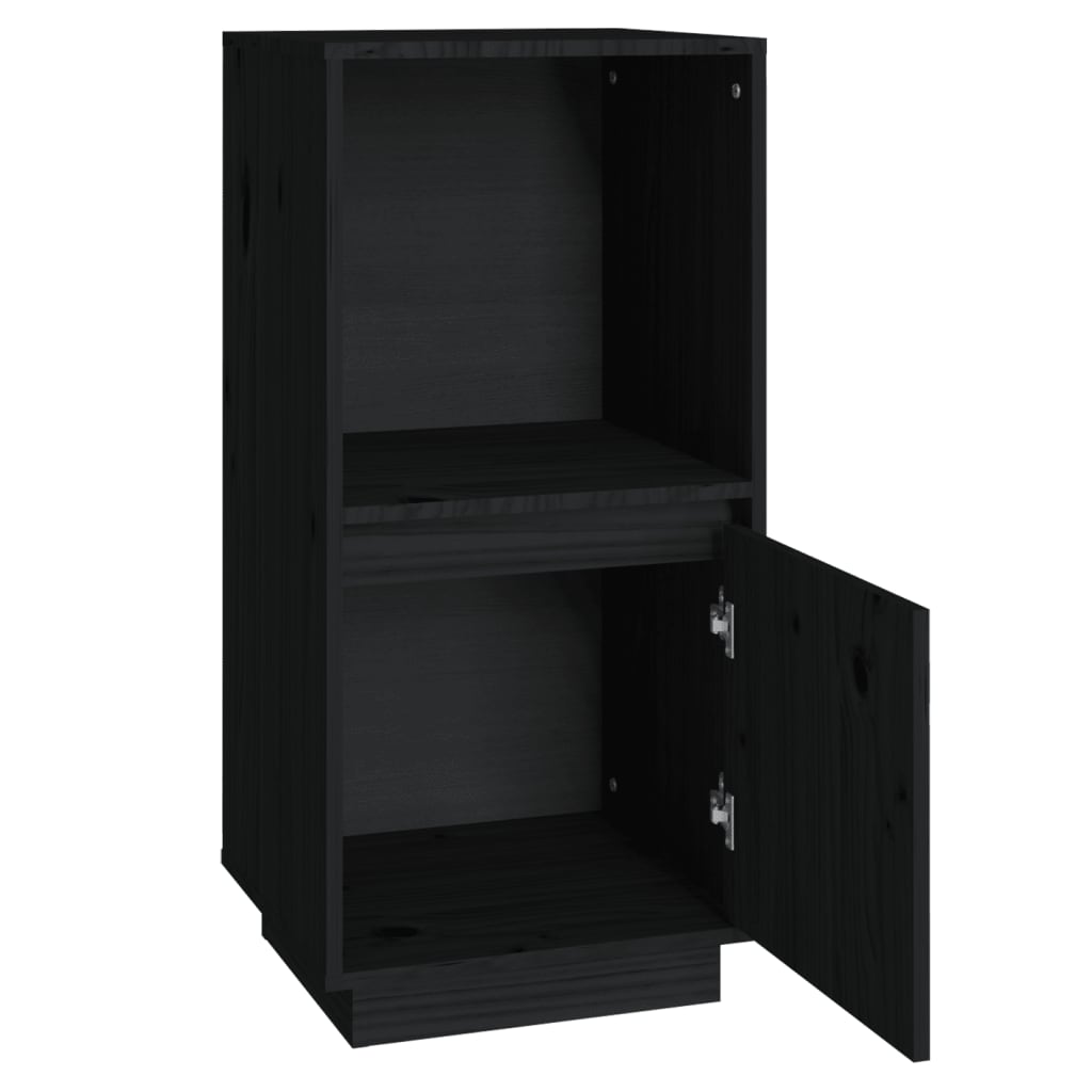 Aparador De Madera Maciza De Pino Negro 38x35x80 Cm / Vetonek_1