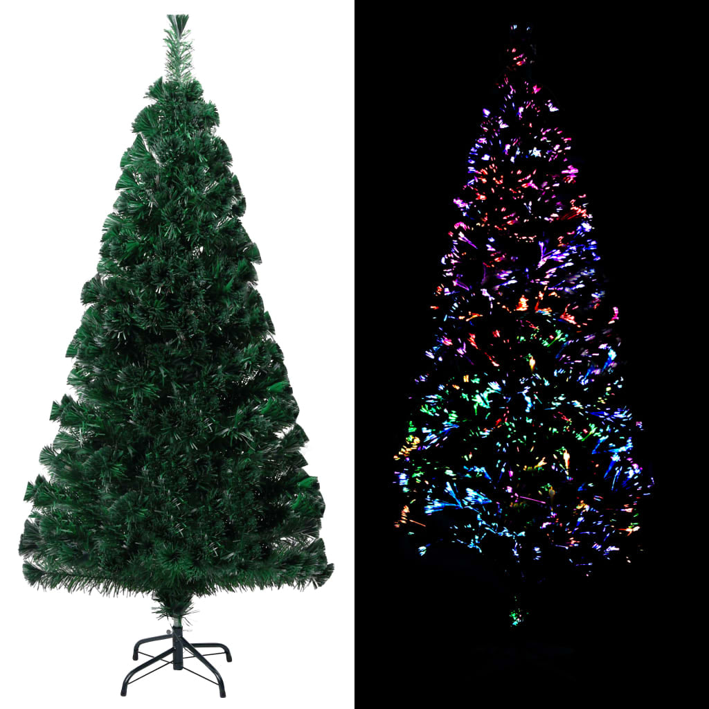 Vidaxl Árbol De Navidad Artificial Y Soporte Fibra Óptica Verde 150 Cm_1
