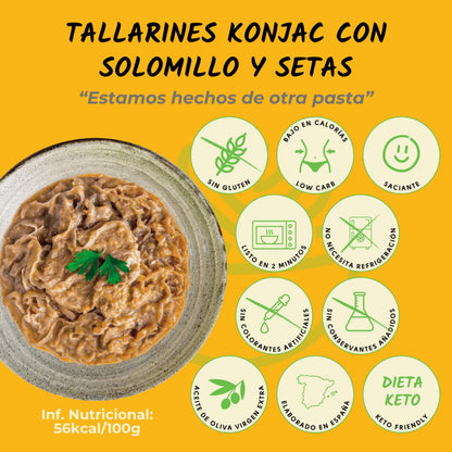 Noodles konjac com filet mignon e cogumelos boletus The Konjac Shop 250g