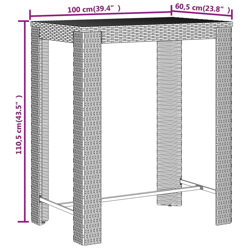 Vidaxl Mesa Y Taburetes Altos Jardín 7 Piezas Ratán Sintético Gris_5