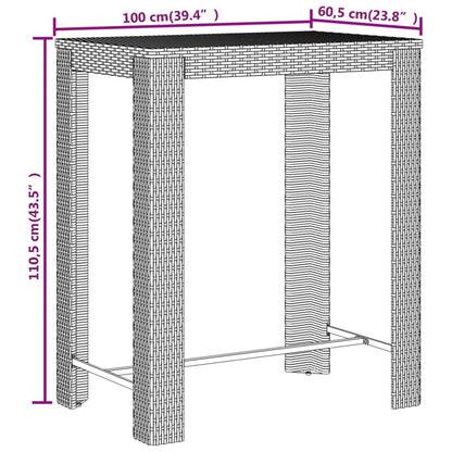 Vidaxl Mesa Y Taburetes Altos Jardín 7 Piezas Ratán Sintético Gris_5