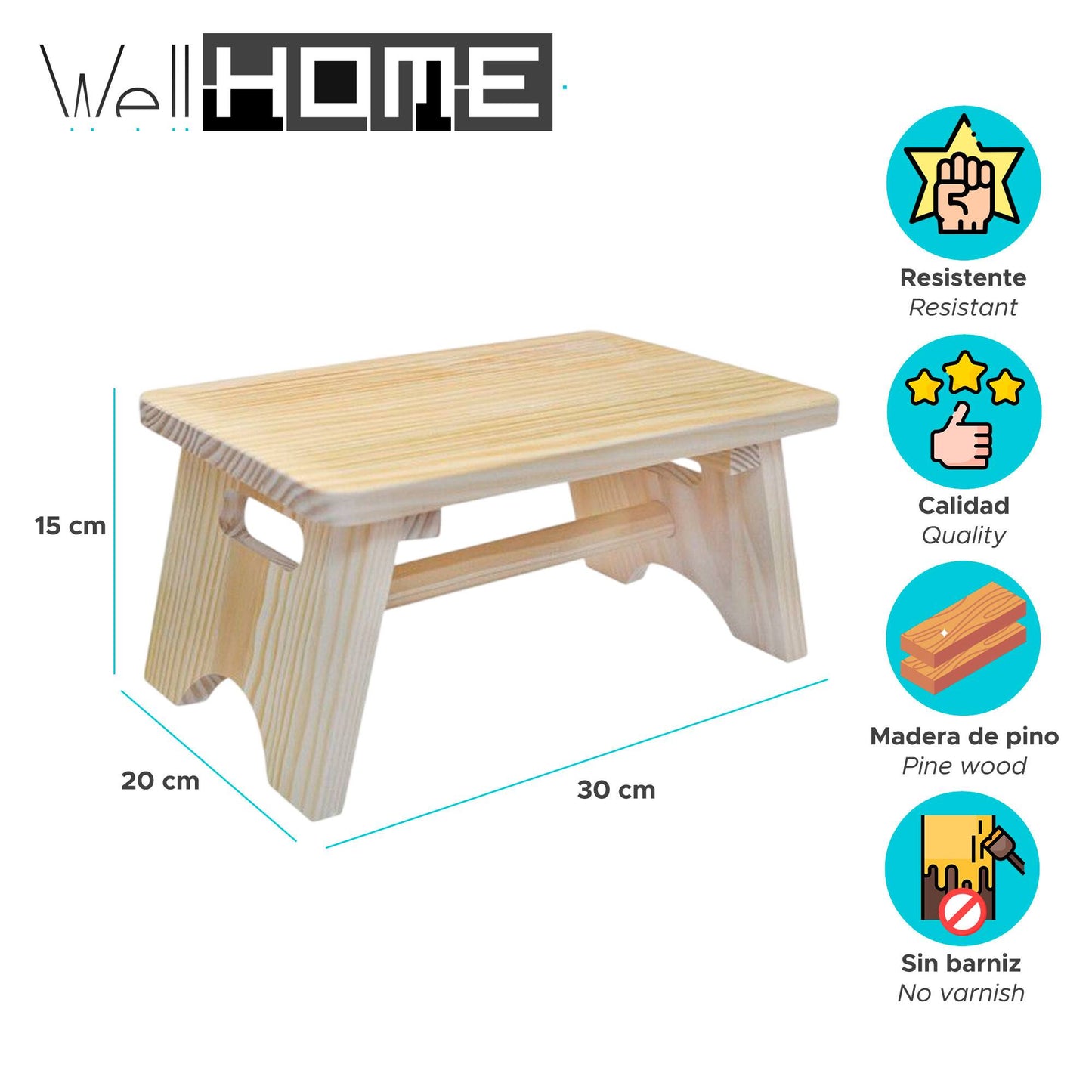 Well Home - Taburete Multifunción 'ara' Desmontable Sin Barniz_1