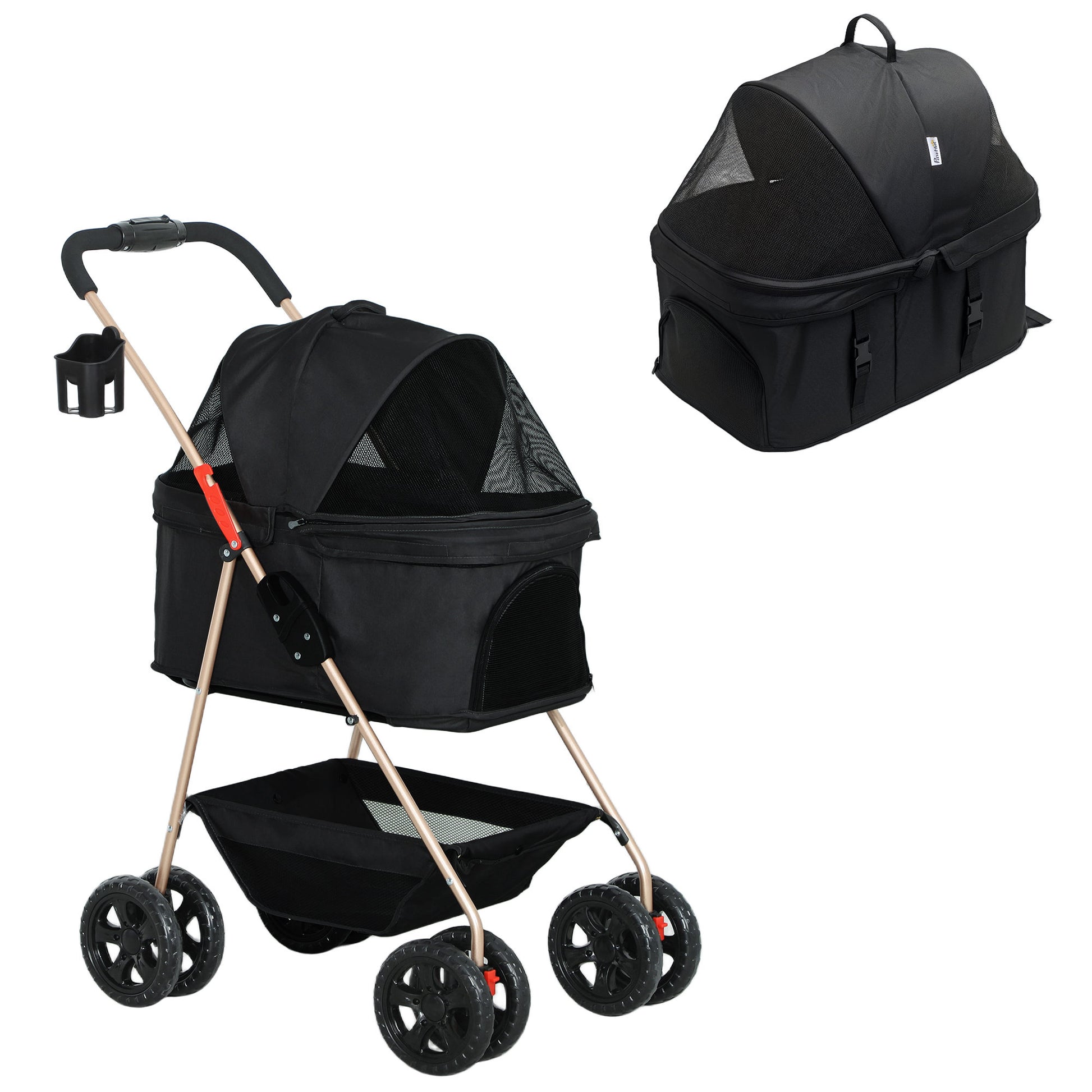 Pawhut Carrito Para Perros Plegable 3 En 1 Con Cesta De Almacenaje 76x50x102 Cm_0