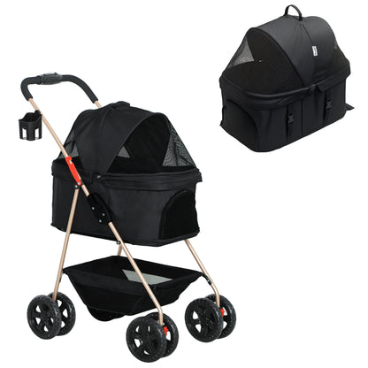 Pawhut Carrito Para Perros Plegable 3 En 1 Con Cesta De Almacenaje 76x50x102 Cm_0