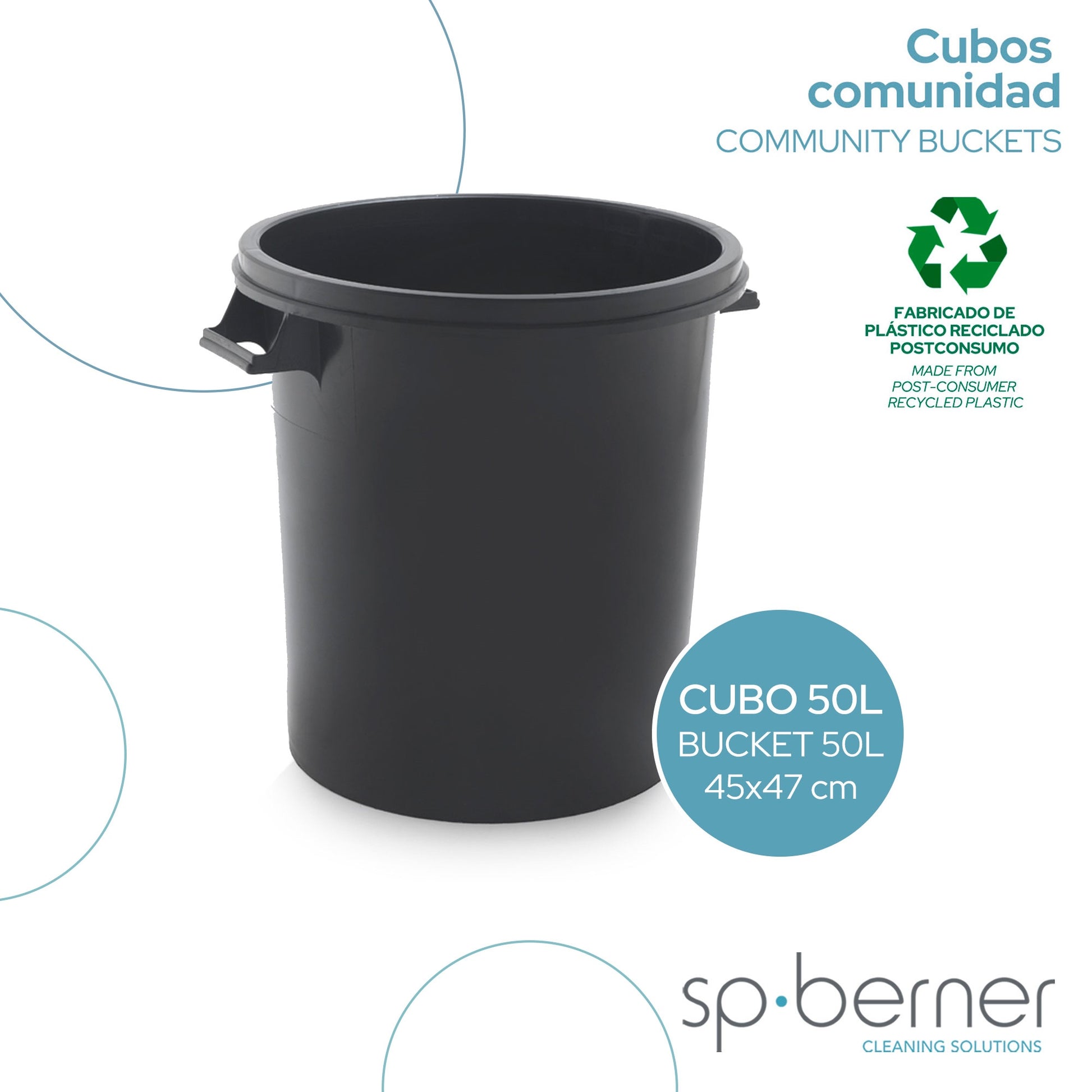Cubo De Basura 50l Con Asas, Ideal Para Espacios Comunitarios, Sin Tapa (se Vende Por Separado)_2