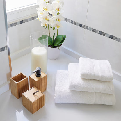 Juego De 4 Toallas De Baño: 2 Toallas De Lavabo 50x90; 2 Toallas De Ducha 70x140cm 450 Gr/m2 100% Algodón Blanco_4