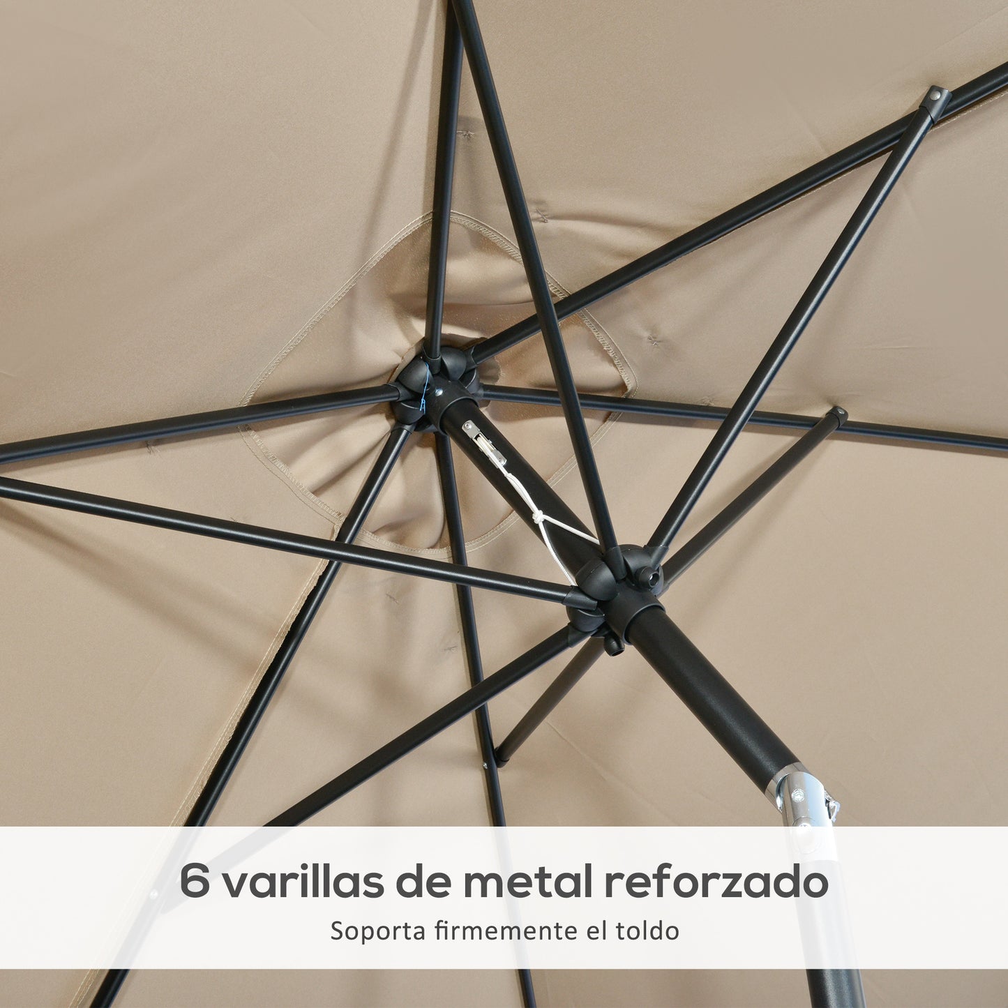 Outsunny Sombrilla Jardín Aluminio 200x300x253 Cm Inclinable Con Manivela Caqui_5