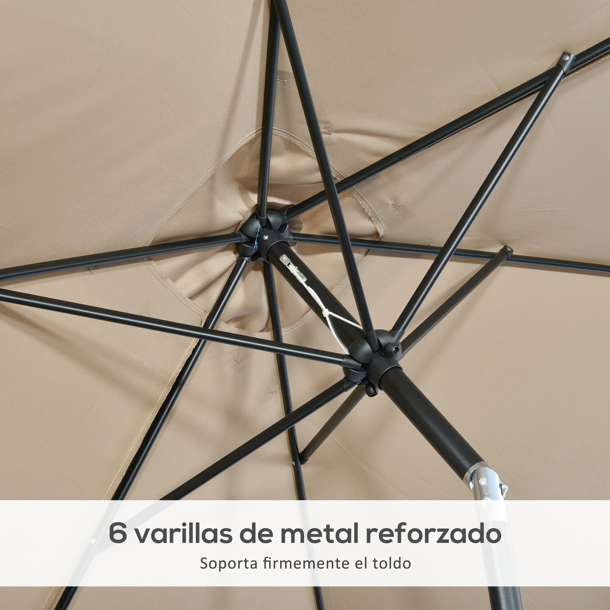 Outsunny Sombrilla Jardín Aluminio 200x300x253 Cm Inclinable Con Manivela Caqui_5