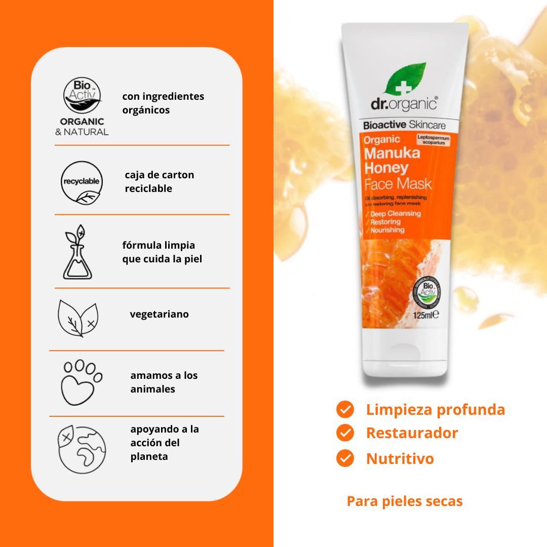 Máscara facial de mel de Manuka Dr. Organic, 125 ml