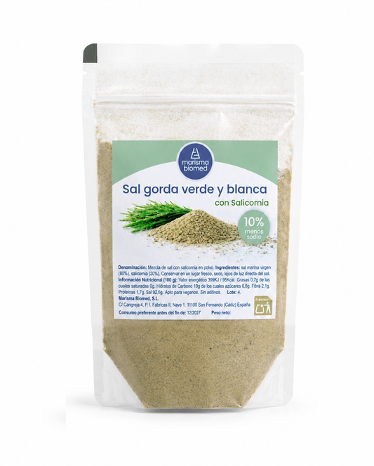 Sal Gorda Verde Y Blanca | Salicornia Y Sal Marina Virgen Bio | 10% Menos Sodio 100 g_0