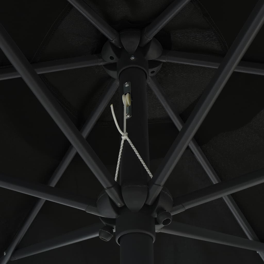 Vidaxl Sombrilla De Jardín Con Luces Led Palo De Aluminio Negra 270 Cm_4