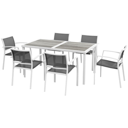 Outsunny Conjunto De Comedor De Exterior Con 1 Mesa Y 6 Sillas Apilables Gris_0