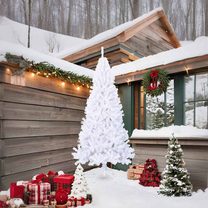 Vidaxl Árbol De Navidad Artificial Con Ramas Gruesas Pvc Blanco 210 Cm_1