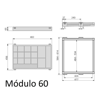 Kit Porta-joias e Moldura Guia Emuca, ajustável