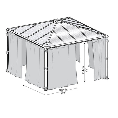 Conjunto de redes mosquiteiras para gazebo gazebo Palermo 3000/3500/3600 + Milano 3000 + Martinique 3600 Canopia da Palram