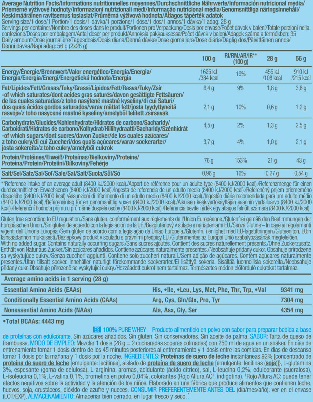 Biotech 100% Pure Whey 1000 G Tarta De Queso Con Frambuesa_5