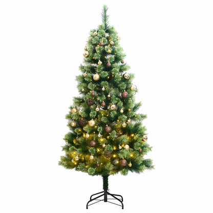 Vidaxl Árbol De Navidad Artificial Con Bisagras 300 Led Y Bolas 180 Cm_0