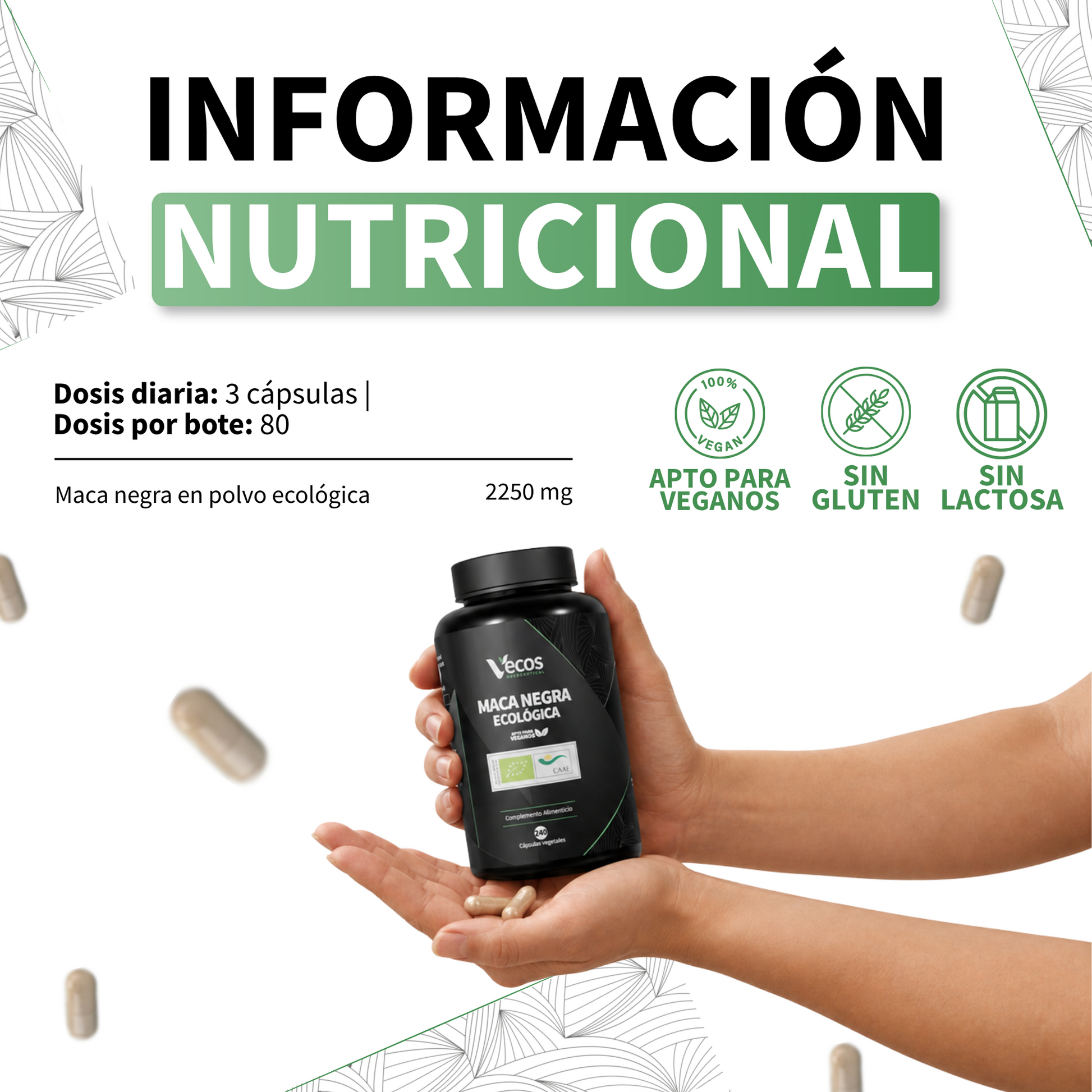 Maca Negra Ecológica 2250 Mg Vecos 240 Cápsulas | Energía, Resistencia Y Vitalidad Sexual | Raíz Andina 100% Ecológica_4