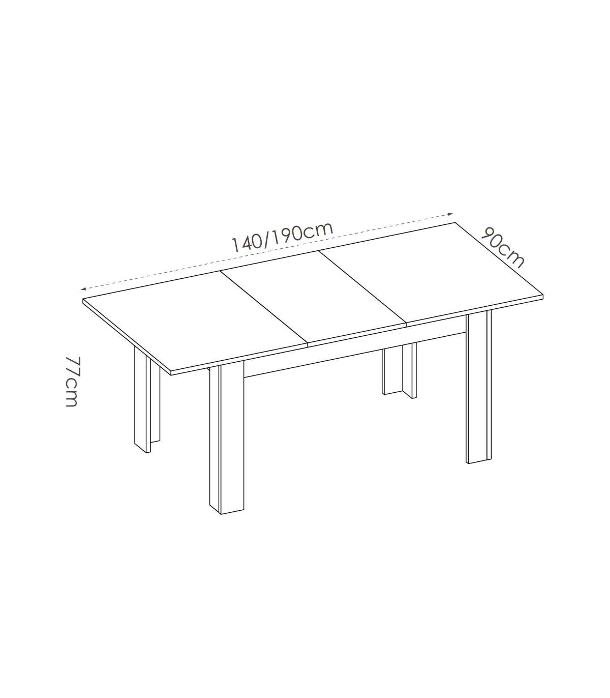 Mesa De Salon Extensible Baños De La Encina En Color Nordic 76 Cm(alto)140-180 Cm(ancho)90 Cm(largo)_4