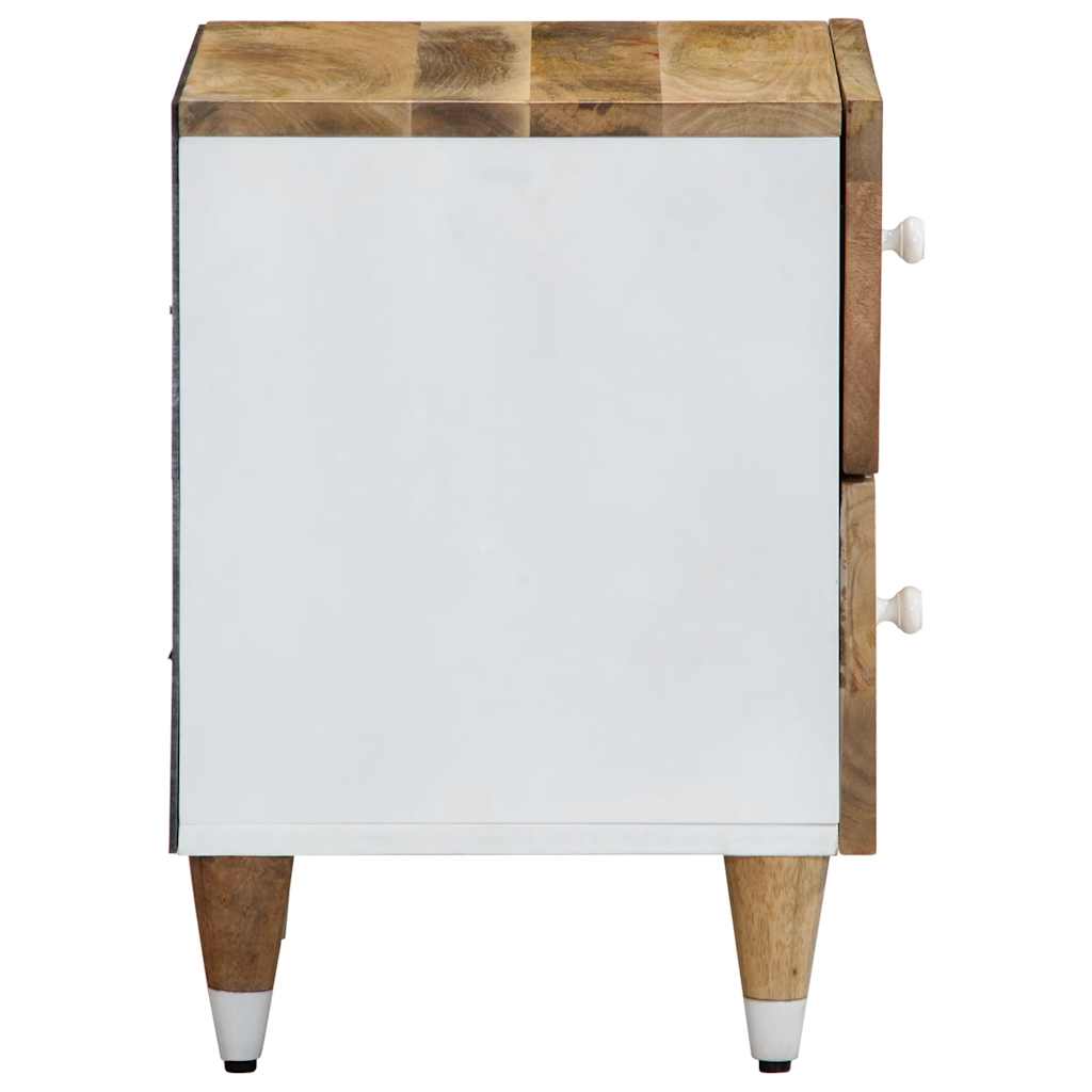 Mesita De Noche De Madera Maciza De Mango 40x33,5x46 Cm_2