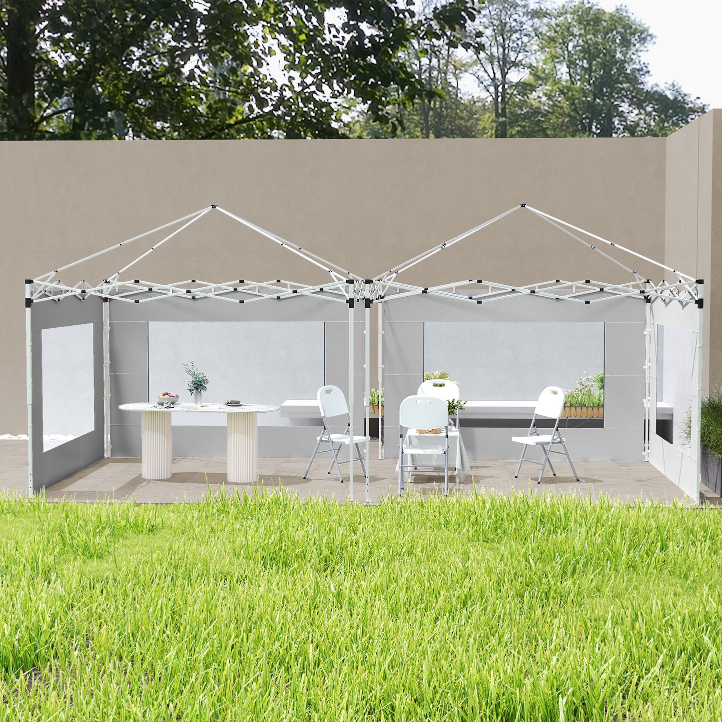 Outsunny Paredes Laterales Para Carpa De 4 Paneles 295x195 Cm Gris_1