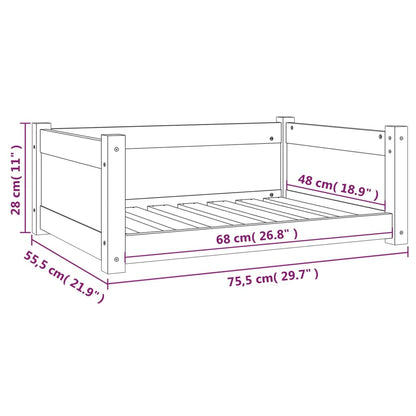 Vidaxl Cama Para Perros Madera Maciza De Pino Negro 75,5x55,5x28 Cm_2