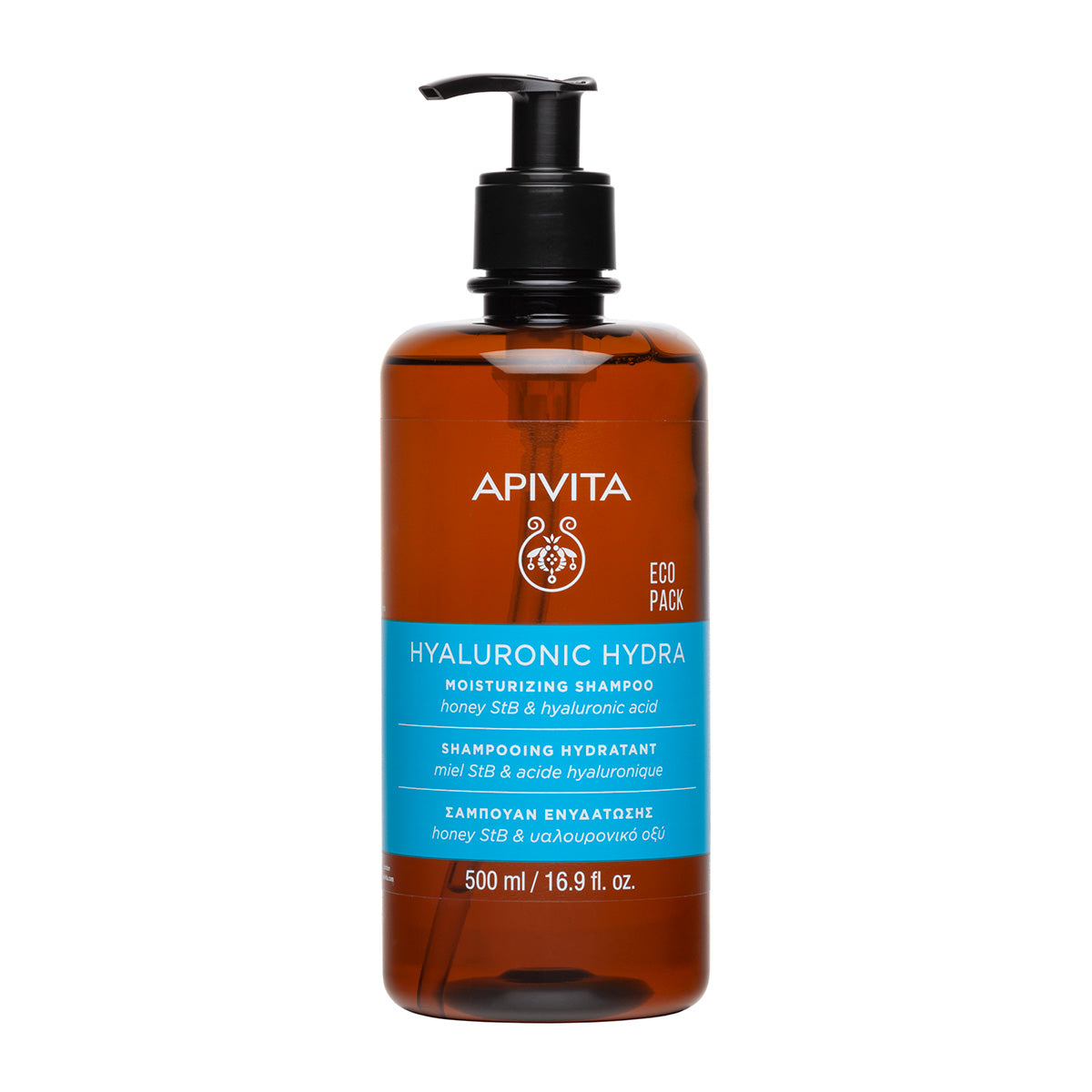 ECOPACK - Champú Hyaluronic Hydra, Apivita, 500 ml