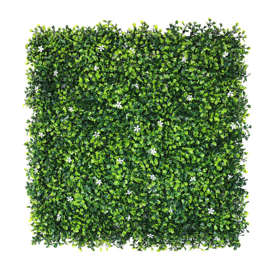 Jardín Vertical Artificial 100x100cm Well Home Con Flores Blancas Y Verdes_0
